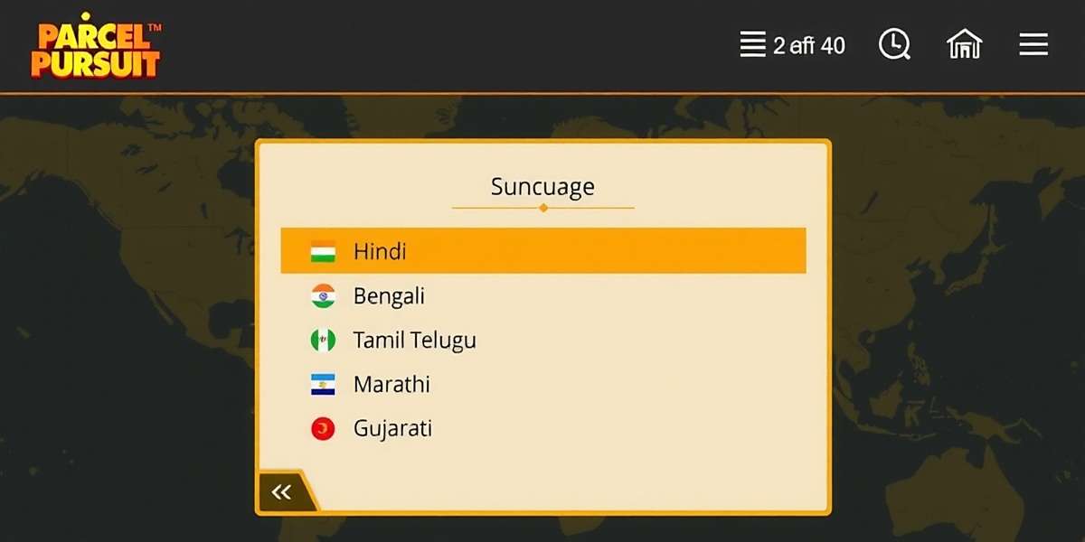 Parcel Pursuit Localization - Multiple Indian Languages Parcel Pursuit language selection screen showing various Indian language options including Hindi, Bengali, Tamil, Telugu, Marathi and Gujarati