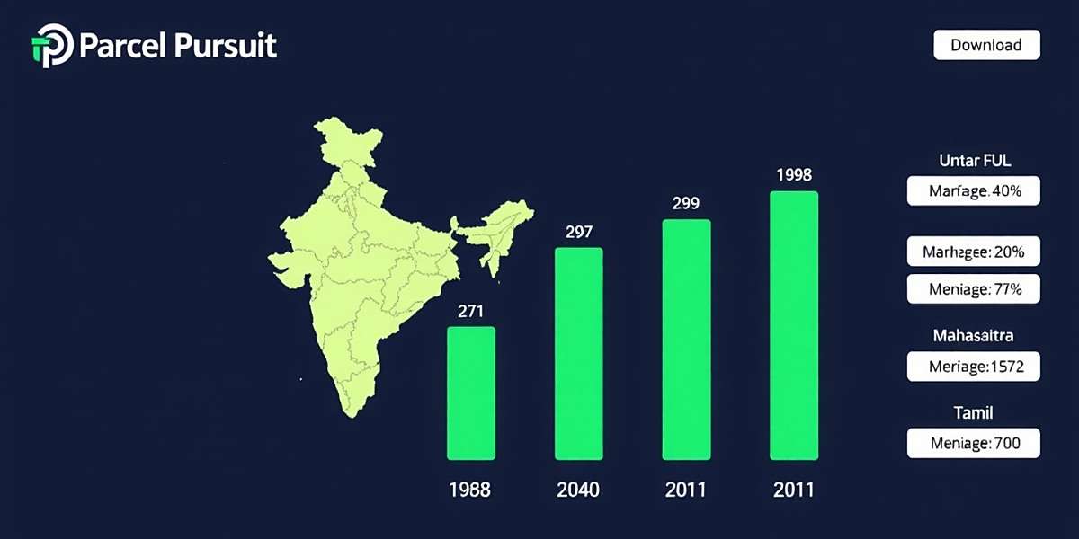 Parcel Pursuit Download Statistics in India Parcel Pursuit download statistics showing platform distribution across different Indian states with highest numbers in Uttar Pradesh, Maharashtra and Tamil Nadu